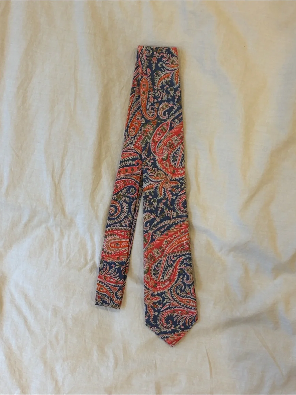J. Crew Paisley Silk Tie - Navy & Coral